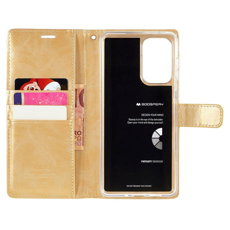 Samsung Galaxy A73 (5G) GOOSPERY Blue Moon Læder Cover m. Pung - Guld