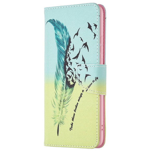 Samsung Galaxy A03 Læder Cover m. Pung - Fjer & Fugle