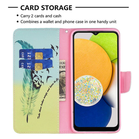 Samsung Galaxy A03 Læder Cover m. Pung - Fjer & Fugle