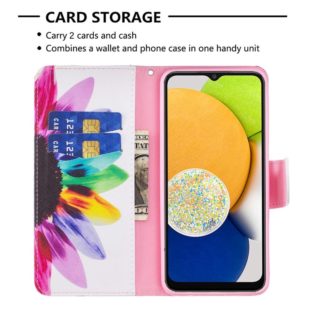 Samsung Galaxy A03 Læder Cover m. Pung - Solsikke