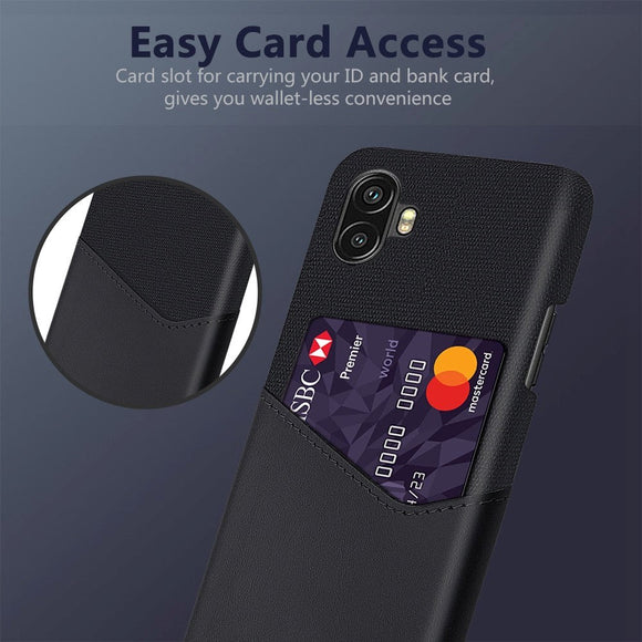 Samsung Galaxy Xcover 6 Pro Tekstil Cover m. Læder Kortlomme - Sort