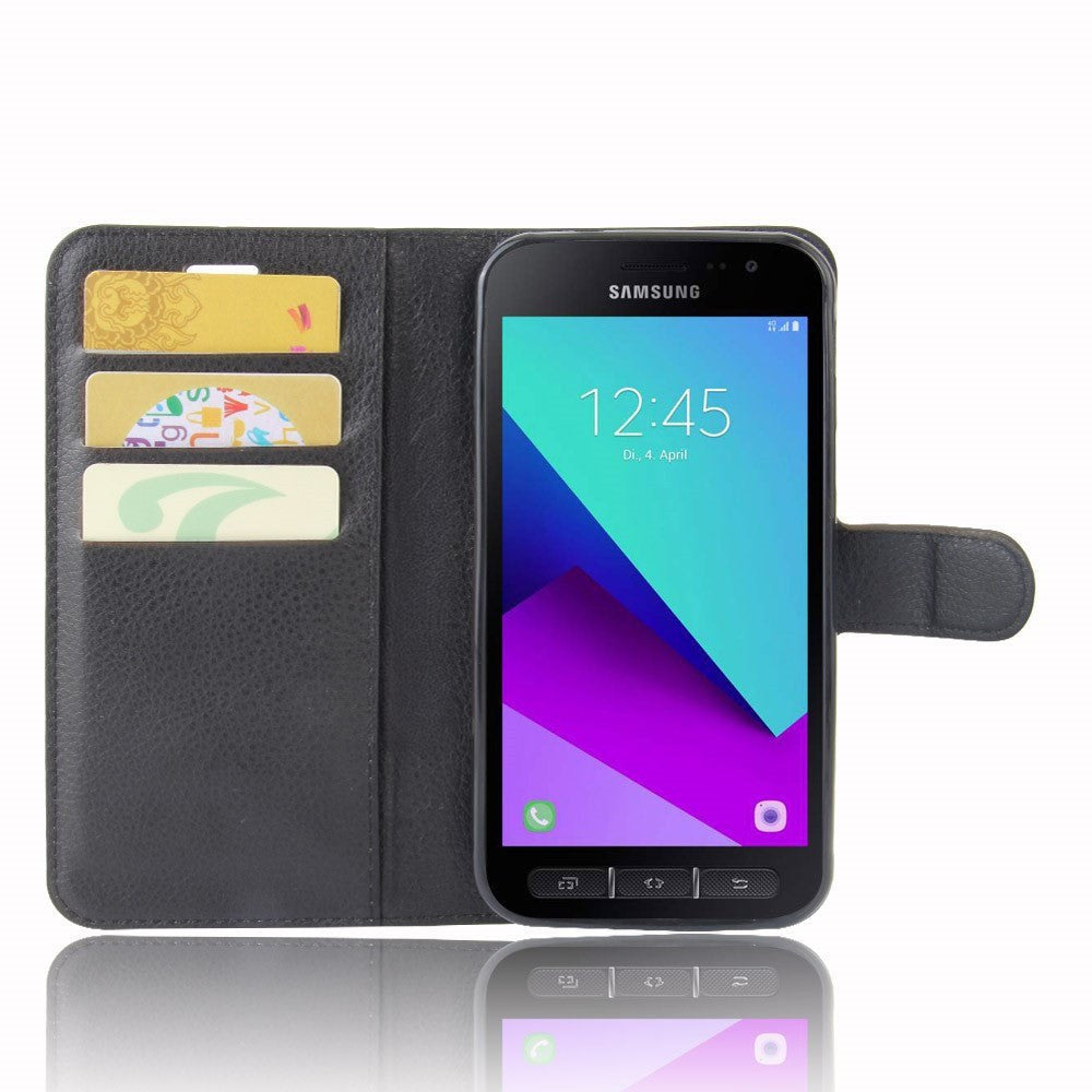 Samsung Galaxy Xcover 4 / 4s Soft Pouch Læder Etui m. Pung Sort