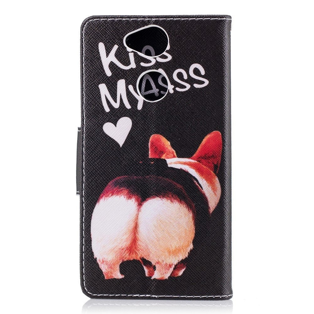 Sony Xperia XA2 Kunstlæder Flipcover m. Kortholder - Kiss