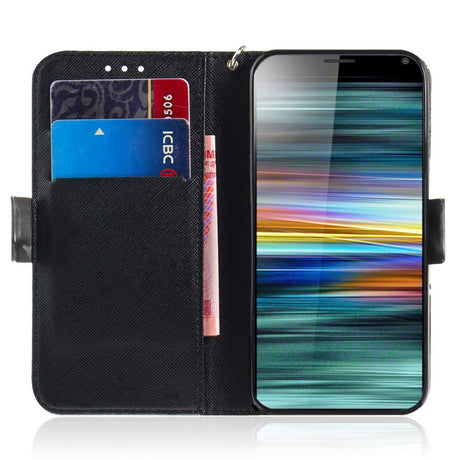 Sony Xperia 10 Light Spot Læder Flip Cover - Grå Kat