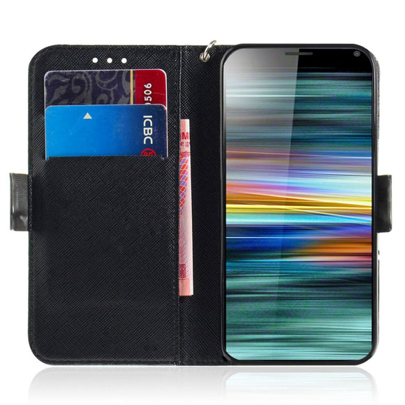 Sony Xperia 10 Light Spot Læder Flip Cover - Grå Kat