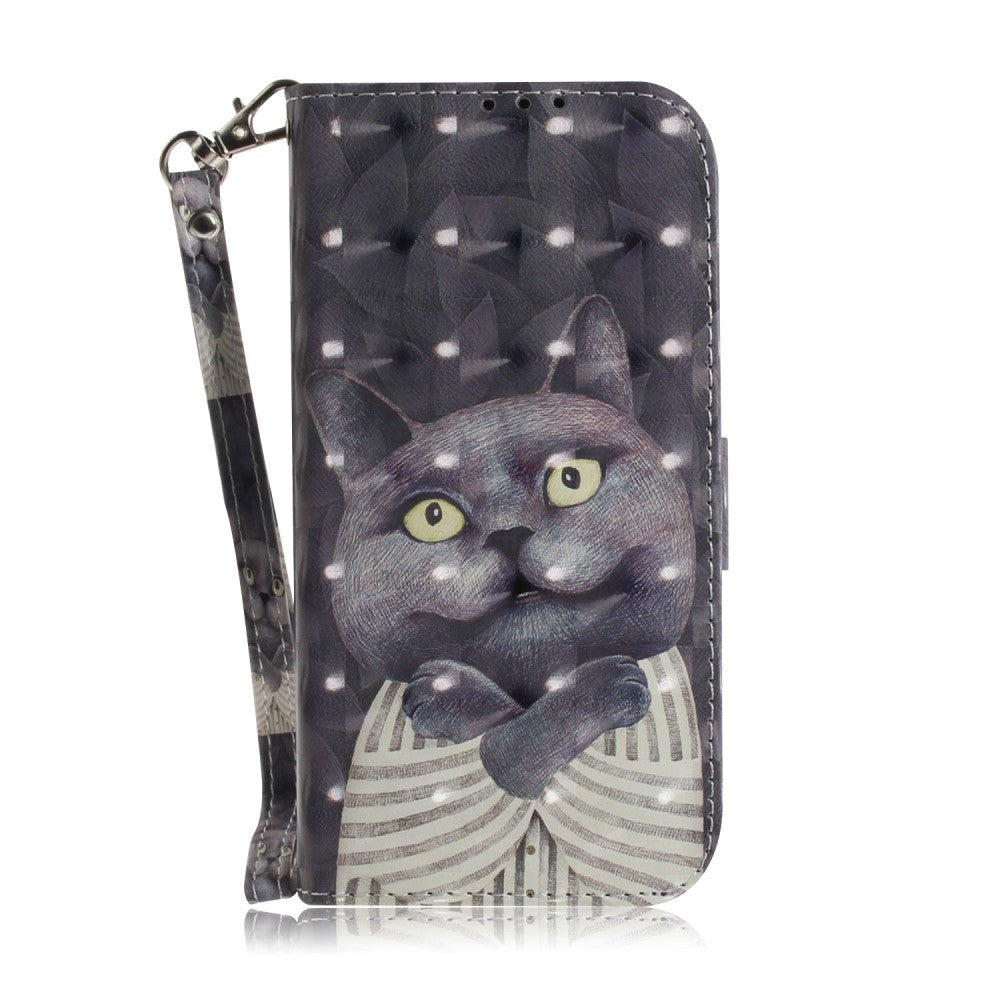 Sony Xperia 10 Light Spot Læder Flip Cover - Grå Kat
