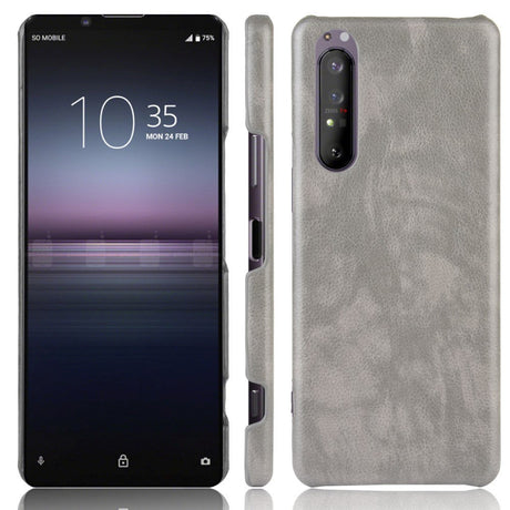 Sony Xperia 1 II Læderbetrukket Plastik Cover Grå