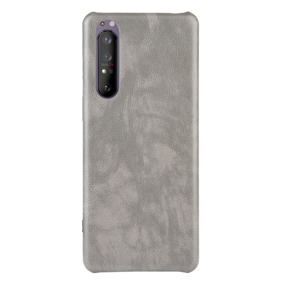 Sony Xperia 1 II Læderbetrukket Plastik Cover Grå