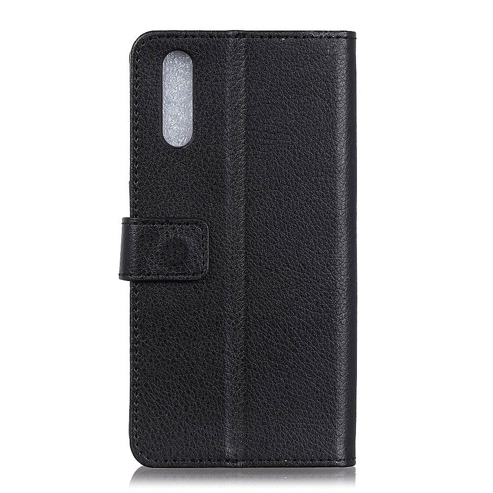 Sony Xperia L4 Litchi Texture Leather Stand Cover m. Pung - Sort