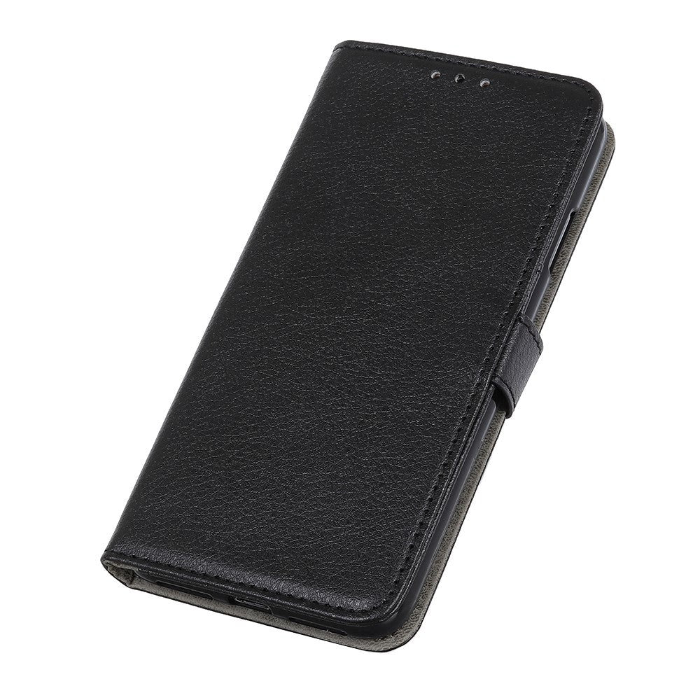 Sony Xperia L4 Litchi Texture Leather Stand Cover m. Pung - Sort