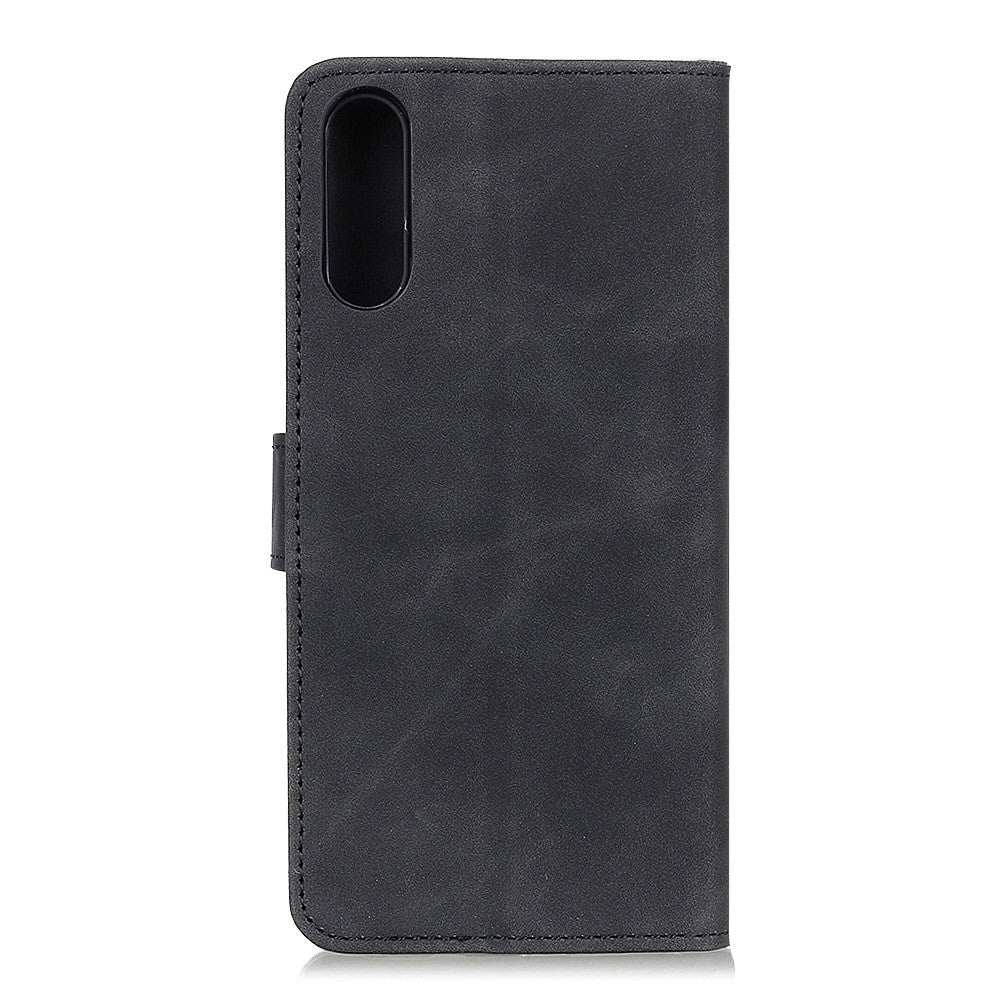 Sony Xperia L4 KHAZNEH Retro Læder Cover m. Pung - Sort