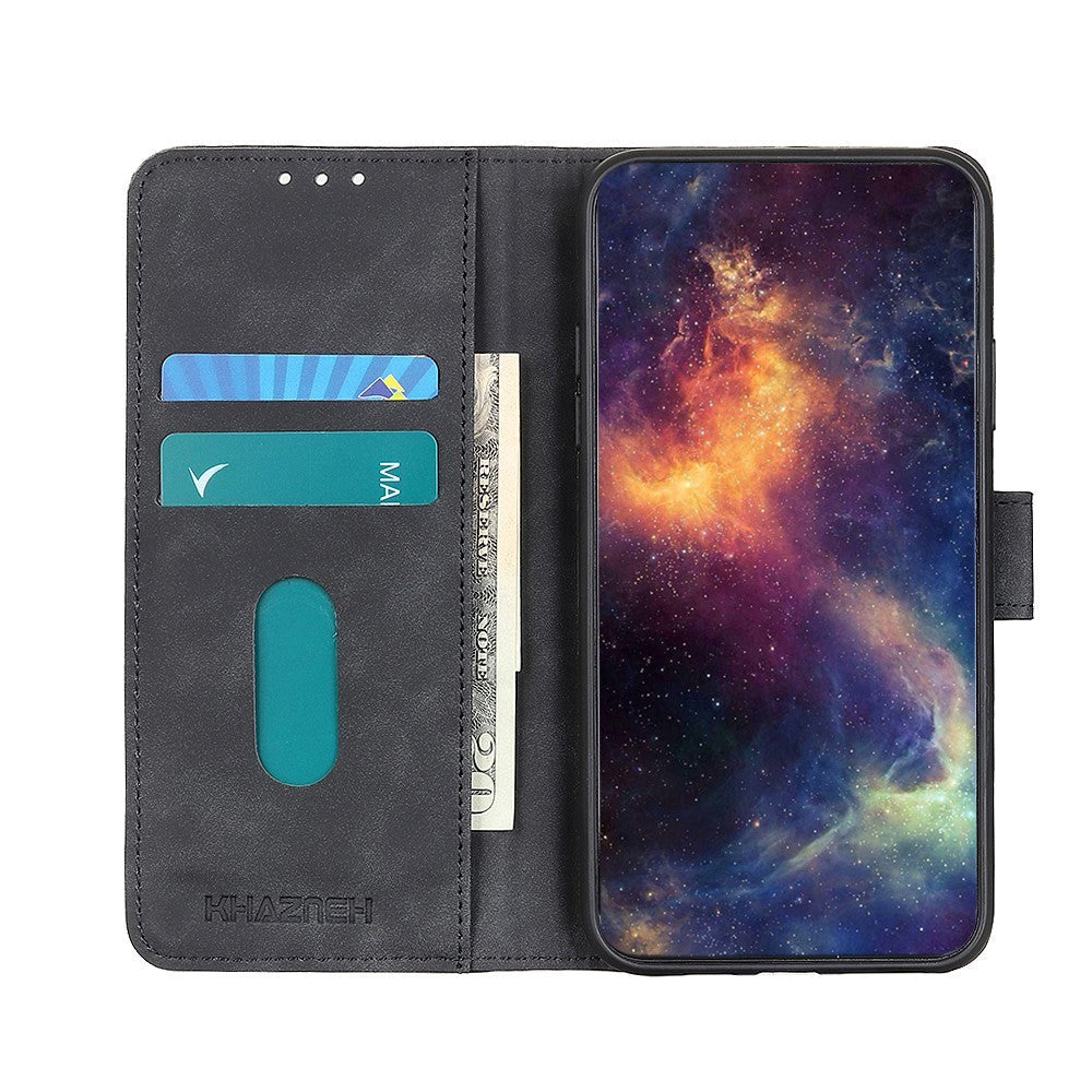 Sony Xperia L4 KHAZNEH Retro Læder Cover m. Pung - Sort