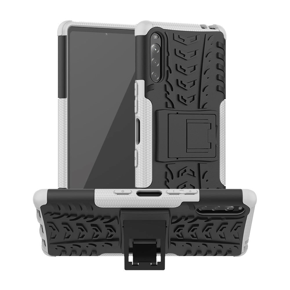 Sony Xperia L4 Cool Tyre Håndværker Cover m. Stander - Sort / Hvid