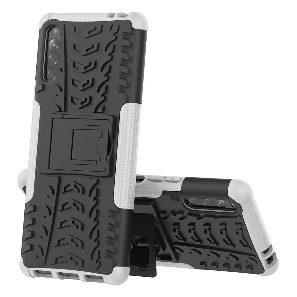 Sony Xperia L4 Cool Tyre Håndværker Cover m. Stander - Sort / Hvid