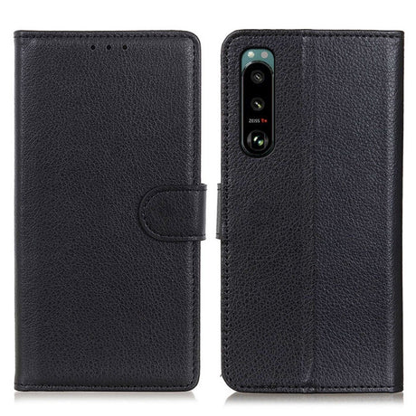 EIDERWOOD Sony Xperia 5 III Litchi Læder Cover m. Pung - Sort