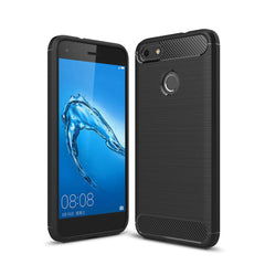 Huawei P9 Lite Mini Brushed Carbon Fibre TPU Plast Cover Sort