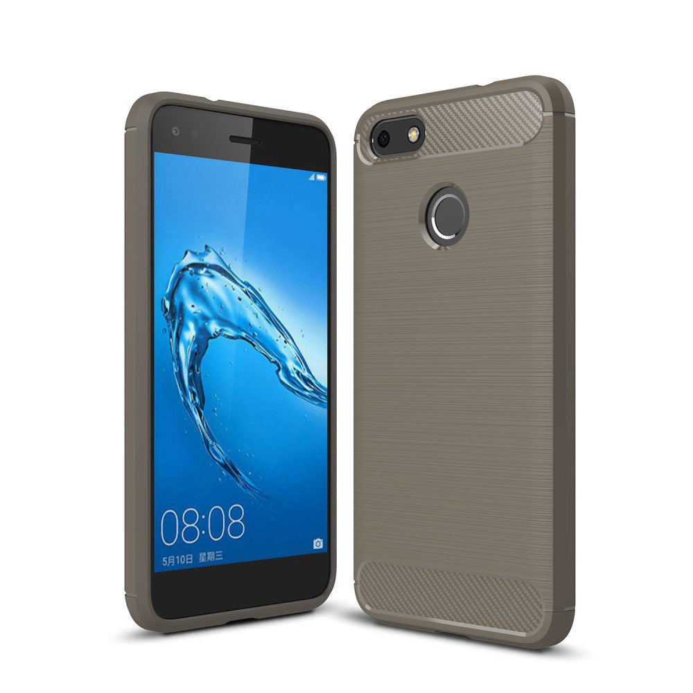 Huawei P9 Lite Mini Brushed Carbon Fibre TPU Plast Cover Grå