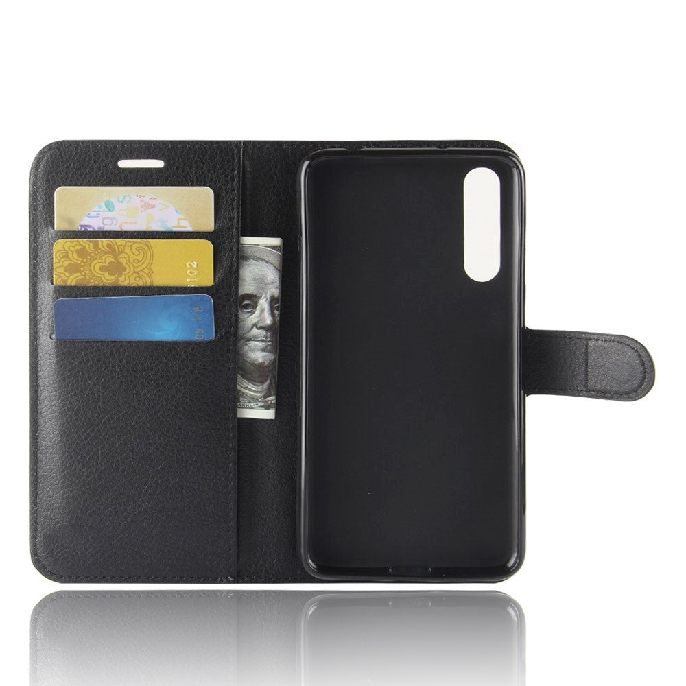 Huawei P20 Pro Læder Cover m. Pung Soft Pouch Sort