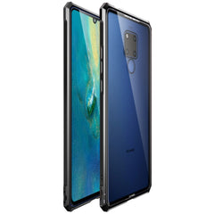 Huawei Mate 20 X Cover m. Metal Bumper & Glasbagside - Sort