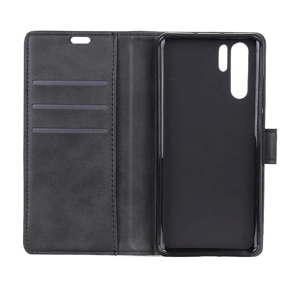 Huawei P30 Pro Mat Læder Cover m. Pung Sort