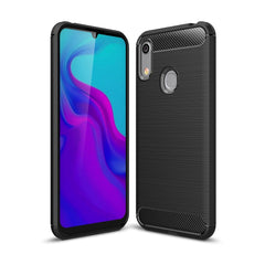 Huawei Y6 / Y6s (2019) Brushed Carbon Fibre TPU Plast Cover Sort