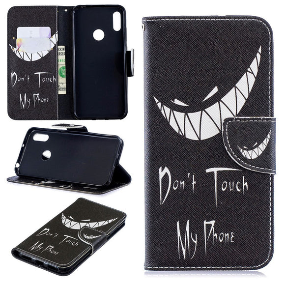 Huawei Y6 / Y6s (2019) Læder Flip Cover m. Pung - Uhyggeligt Smil