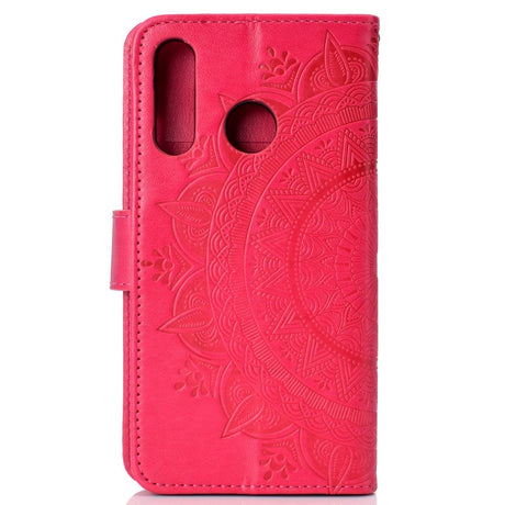 Huawei P30 Lite Læder Cover m. Pung - Mandala Mønster Rød