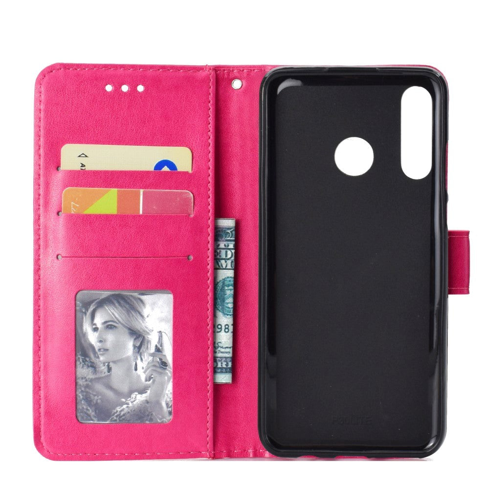 Huawei P30 Lite Læder Cover m. Pung - Mandala Mønster Rød