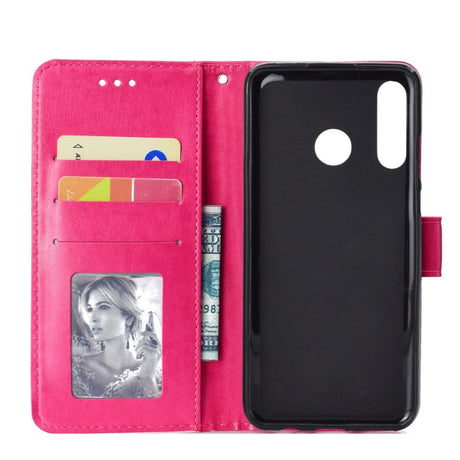 Huawei P30 Lite Læder Cover m. Pung - Mandala Mønster Rød