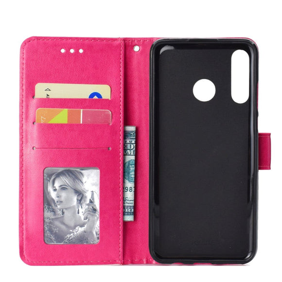 Huawei P30 Lite Læder Cover m. Pung - Mandala Mønster Rød