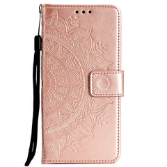 Huawei P30 Lite Læder Cover m. Pung - Mandala Mønster Rose Gold