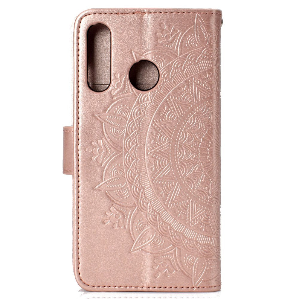 Huawei P30 Lite Læder Cover m. Pung - Mandala Mønster Rose Gold