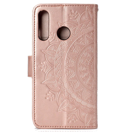 Huawei P30 Lite Læder Cover m. Pung - Mandala Mønster Rose Gold
