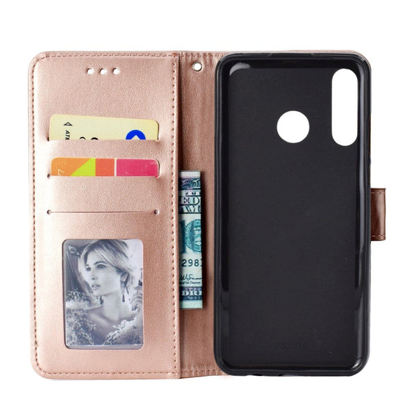 Huawei P30 Lite Læder Cover m. Pung - Mandala Mønster Rose Gold