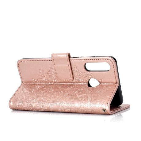 Huawei P30 Lite Læder Cover m. Pung - Mandala Mønster Rose Gold