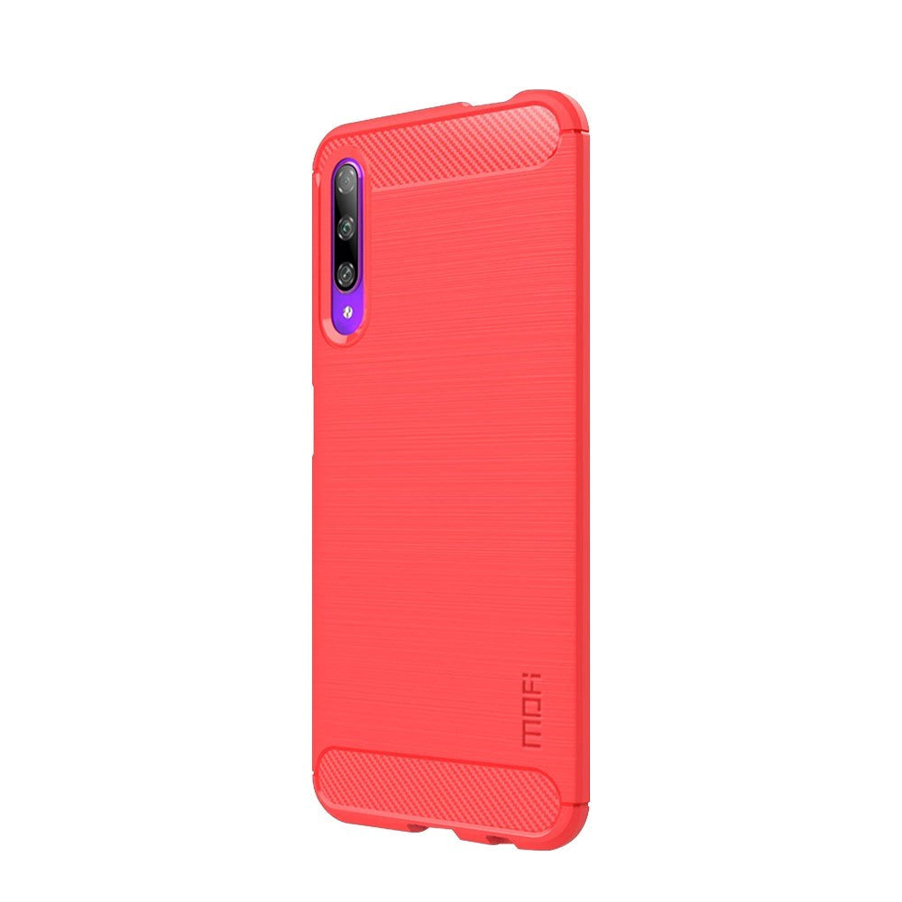 Huawei P Smart Pro Fleksibelt Plastik Cover m. Carbon Look - Rød