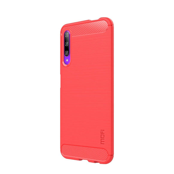 Huawei P Smart Pro Fleksibelt Plastik Cover m. Carbon Look - Rød