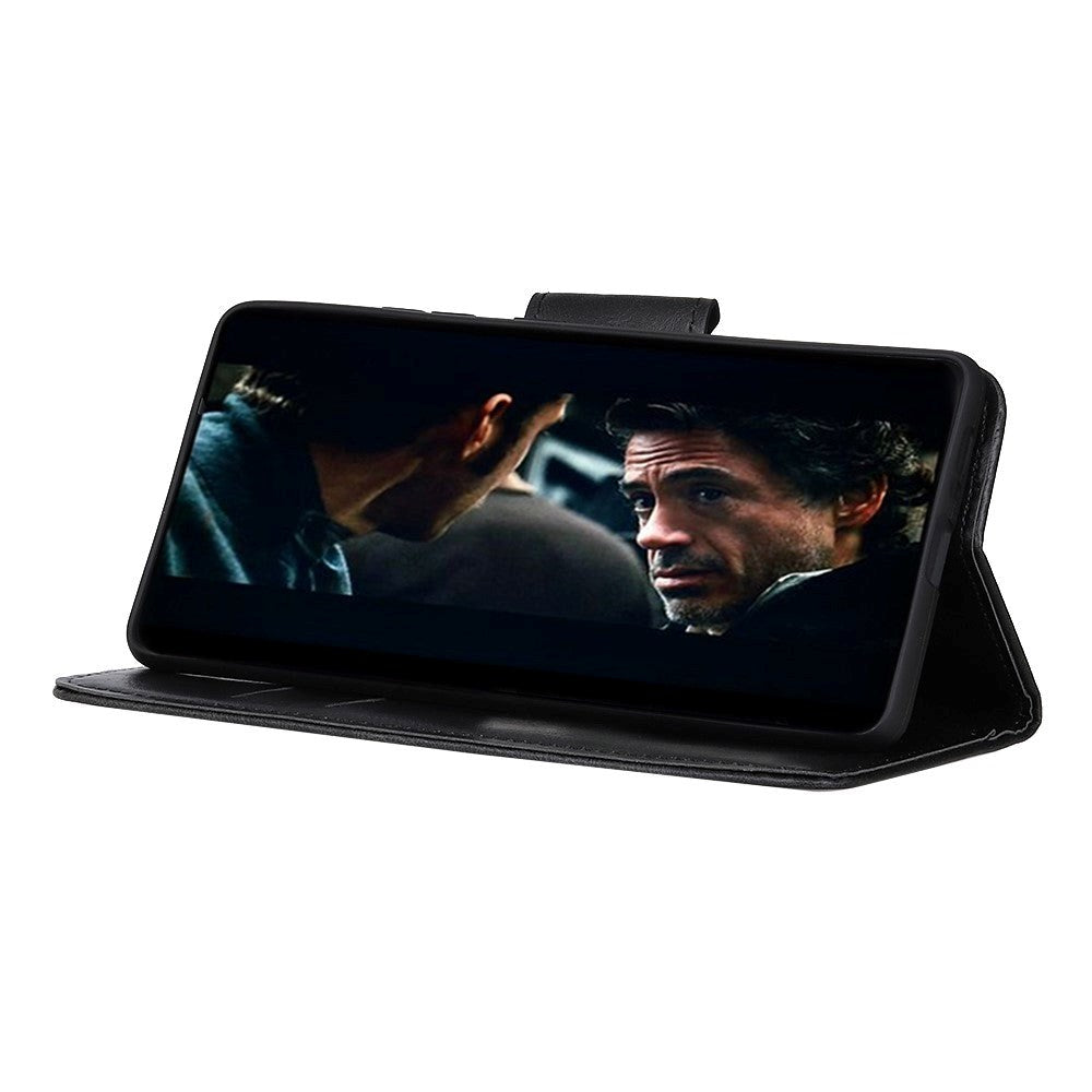 Huawei P40 Neutralt Læder Cover m. Pung Sort