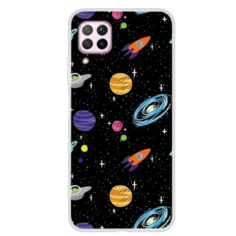 Huawei P40 Lite Plastik Cover - Planeter & Rumskibe