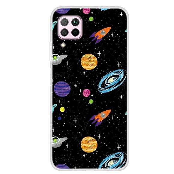 Huawei P40 Lite Plastik Cover - Planeter & Rumskibe