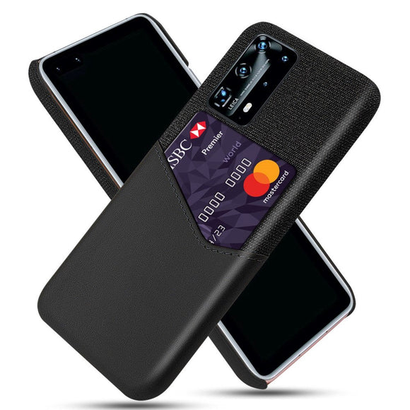 Huawei P40 Læder Cover m. Kortholder - Sort