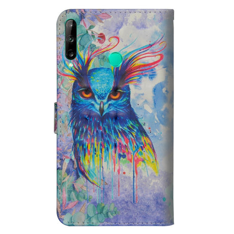 Huawei P40 Lite E Light Spot Læder Cover m. Pung & Strop - Farverig Fugl