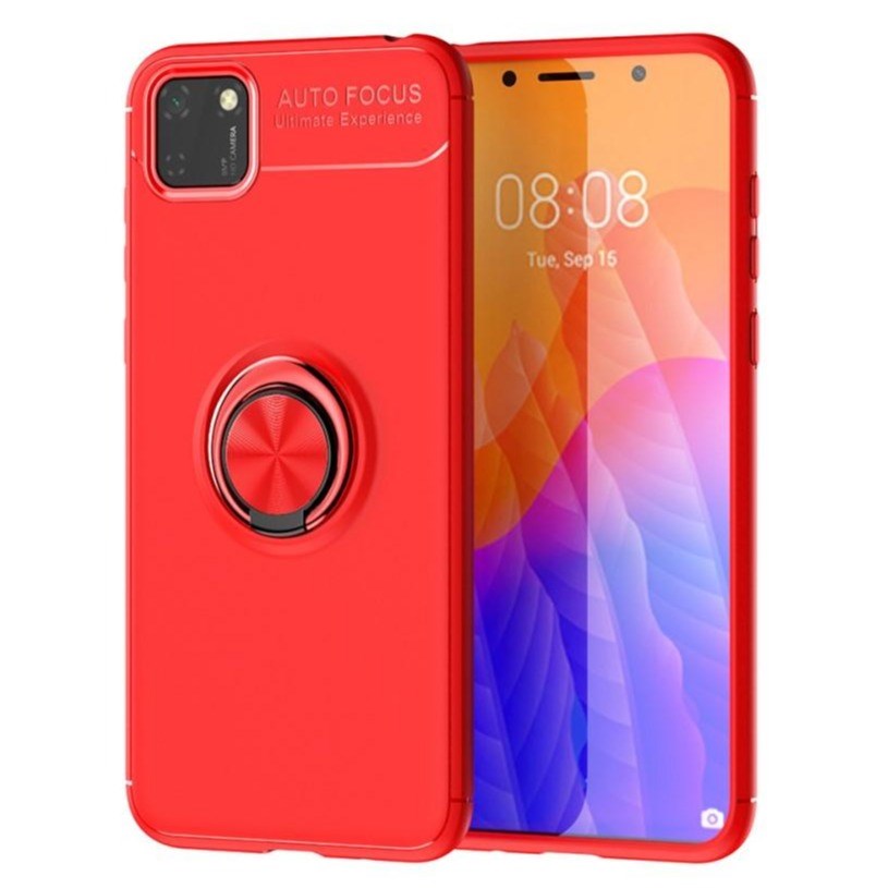 Huawei Y5p Cover m. Magnetisk Kickstand M. Rød Ring