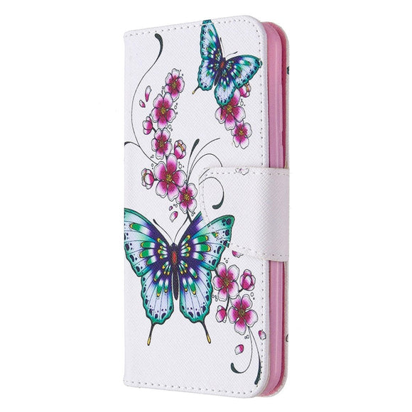 Huawei Y5p Riflet Læder Cover m. Pung - Sommerfugl