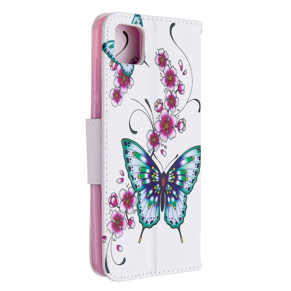 Huawei Y5p Riflet Læder Cover m. Pung - Sommerfugl