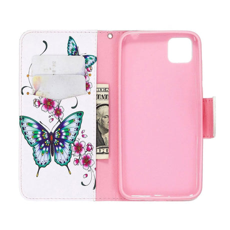 Huawei Y5p Riflet Læder Cover m. Pung - Sommerfugl