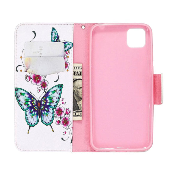 Huawei Y5p Riflet Læder Cover m. Pung - Sommerfugl