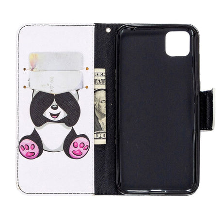 Huawei Y5p Riflet Læder Cover m. Pung - Baby Panda