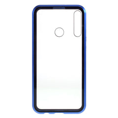 Huawei P40 Lite E Magnetisk Cover m. Privacy, Glas Bagside og Forside - Sort / Blå