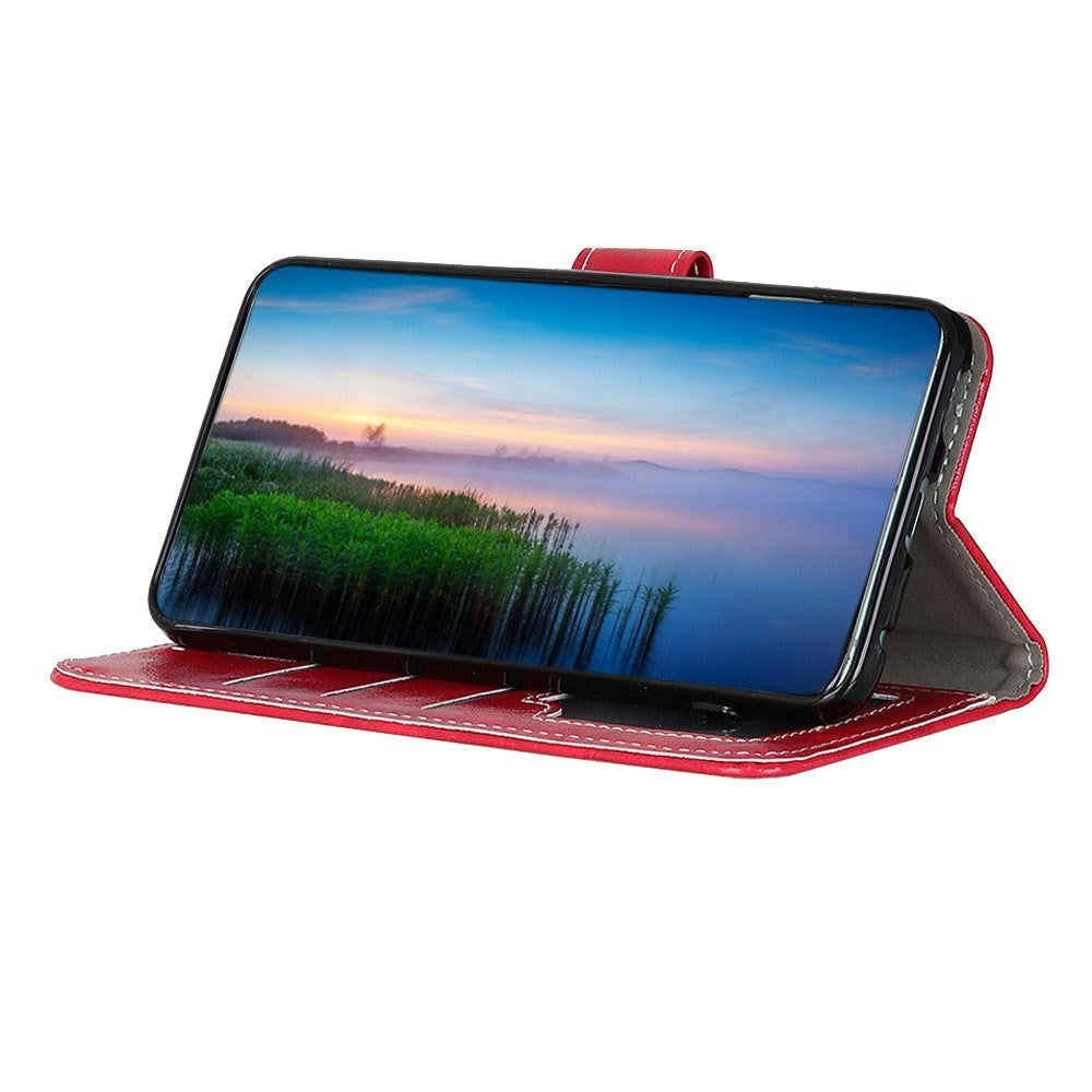 Huawei P Smart 2021 Blankt Læder Cover m. Pung - Rød